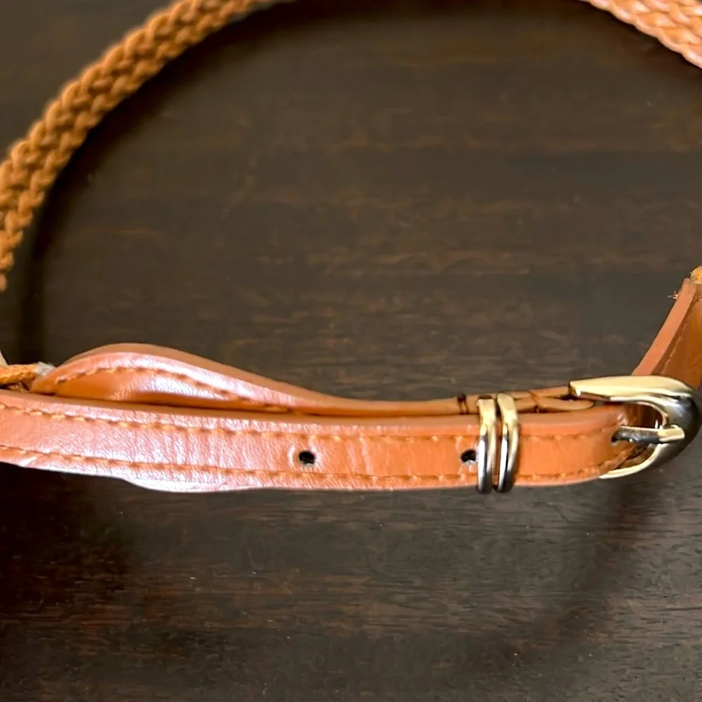 Braided Tan Skinny Belt GUC 3 Holes Vintage